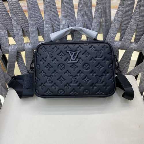 Louis Vuitton's printed embossed messenger bag, a classic travel accessory, is