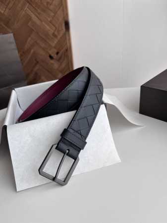 Bv New Men's Belt Handmade Large Grid Intrecciato Piccolo Woven Italian Calfskin - Click Image to Close