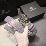 Versace Width 4.0Cm New Leather Belt With Three-Dimensional La Medusa Double-Sid