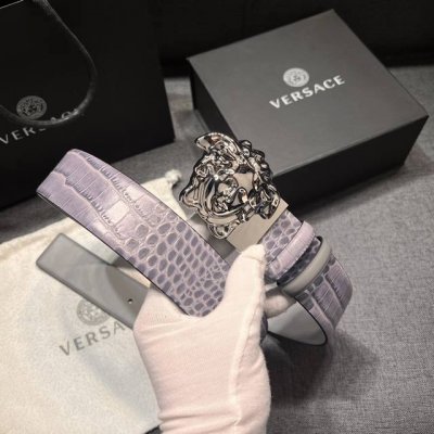 Versace Width 4.0Cm New Leather Belt With Three-Dimensional La Medusa Double-Sid