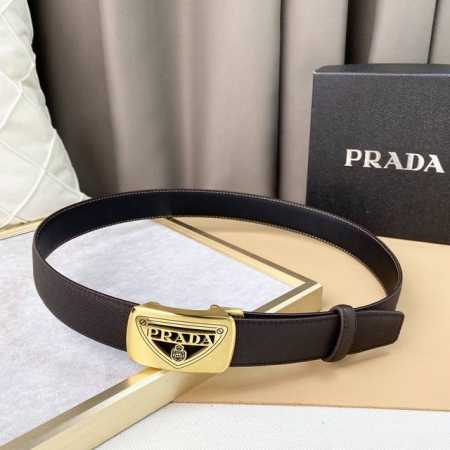 Prada. Top-Grain Cowhide, Width 3.5 Cm, Official Website Synchronized, Stainless - Click Image to Close