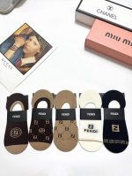 comes with packaging 5 pairs per box Fendi classic letter logo pure cotton boat