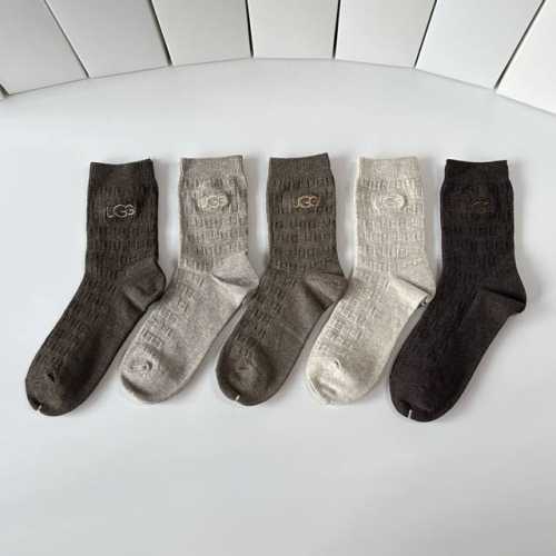 Special Packaging Ugg New Cashmere Embroidered Mid-Length Slouch Socks! Five pai