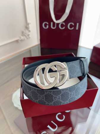 Gucci automatic smooth buckle belt, crafted from stainless steel, 35mm wide, cus - Click Image to Close