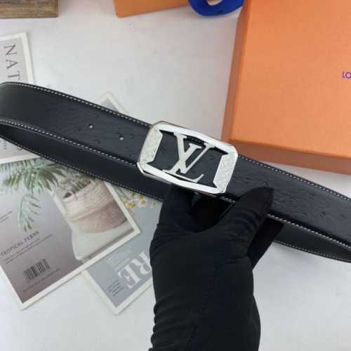 Comes with full packaging gift box Lv Men's Floral Leather Belt 38Mm Double-sid