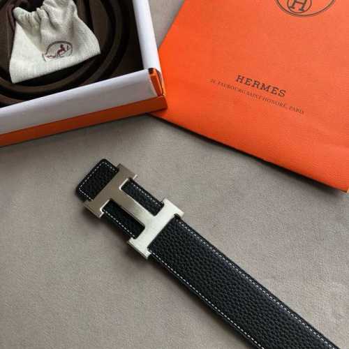 Hermes men's 3.8cm classic stainless steel H-welded metal buckle with original