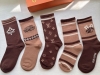 New Louis Vuitton women's knee-high socks, box of five, made of pure cotton, wit