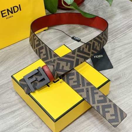 Fendi boutique style, 4.0cm wide, double-ring reversible belt, Ff snap fastener, - Click Image to Close
