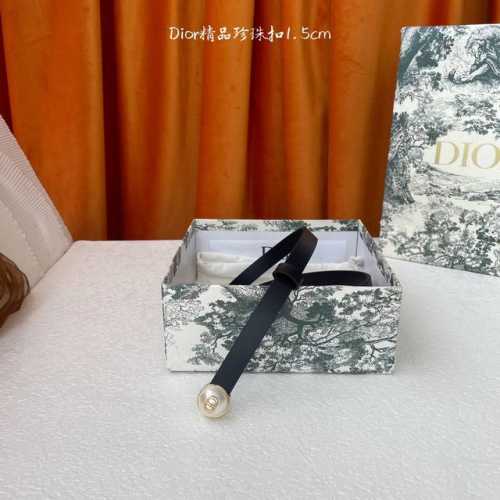 Dior 1.5Mm Women's Double-Sided Genuine Calfskin Leather Belt With Premium Origi
