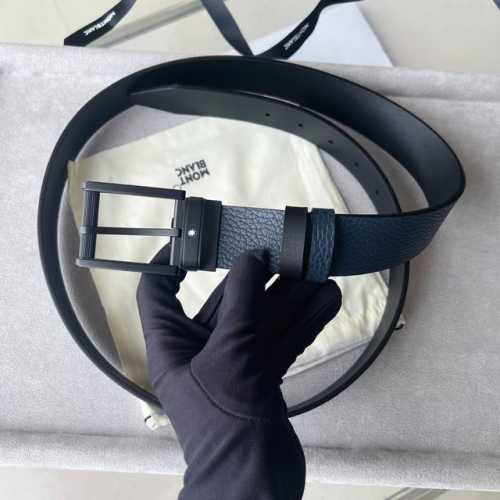 - Montblanc Square Buckle Black Blue Belt 35mm This reversible belt is a versat