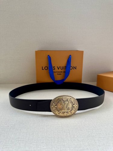3.4 Width This Lv Heritage Double-Sided Belt Features Grain-Textured And Smooth