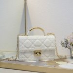 Large Dior Ange Handbag in Creamy White Cowhide with Oversized Cannage Opening D