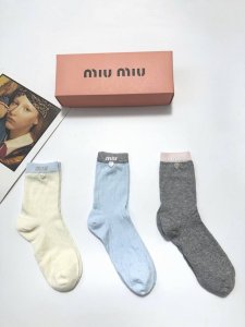 comes with packaging 3 pairs per box Miu Miu classic letter logo pure cotton mi