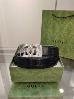 Gucci Men's Automatic Belt - Width 34mm. Fine steel buckle, soft feel, can be ta
