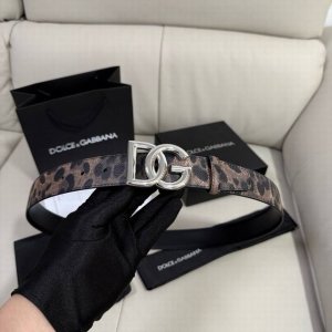Dg, width 3.5Cm Dolce&Gabbana Leopard print Dauhine calfskin and calfskin double