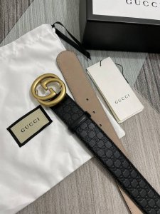 Gucci men's belt with full gift box, Gucci classic style, laminated small G flo