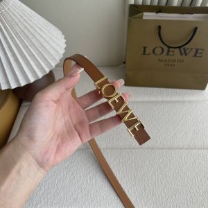 Loewe New Smooth Calf Leather Belt With Metal Loewe Logo, 1.5 Cm Wide, Five-Hole