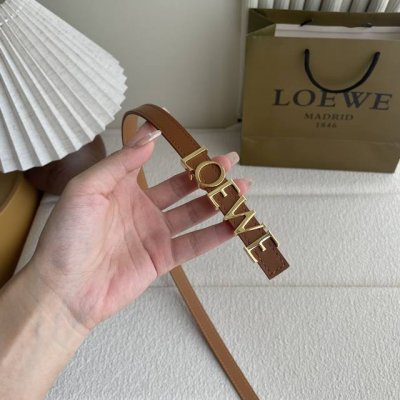 Loewe New Smooth Calf Leather Belt With Metal Loewe Logo, 1.5 Cm Wide, Five-Hole
