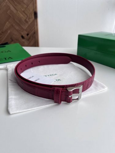 -Bv 2025 new women's crocodile pattern belt Italian crocodile pattern leather wi