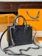 Top-grain cowhide leather Lv Onthego Small Handbag in Black Embossed This small