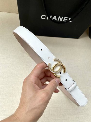 Width 3.0Cm Chanel Chanel Women's Classic Belt New Style Smooth Lined Frosted Le