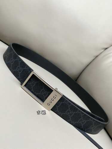 -Gucci 3.5cm Reversible Belt with Rectangular Buckle Gucci brand presents a vari