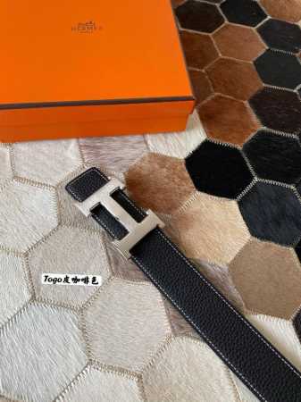 Special Hermes Original Quality Classic Men's Belt Counter Togo Leather With Sta - Click Image to Close