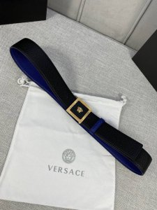 4.0Cm Versace Double-Sided Lychee Pattern Belt Is Decorated With The Iconic V