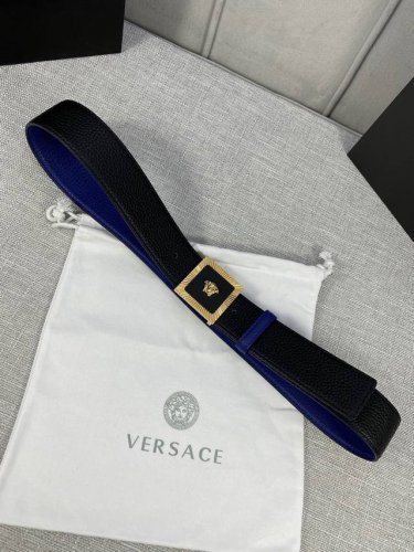 4.0Cm Versace Double-Sided Lychee Pattern Belt Is Decorated With The Iconic V
