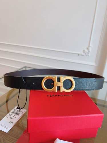 Ferragamo 3.5cm original leather. Precision brass hardware, genuine factory IP
