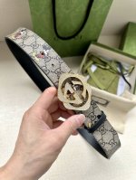 Width 4.0cm Gucci double-sided belt, one side is Gg Supreme canvas with Mickey M