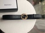 Gucci Signature men's exquisite double G embossed metal buckle black first layer