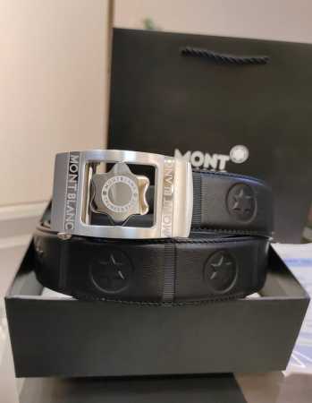 Montblanc Men's Automatic Belt - Width 34Mm Fine Steel Buckle, Finely Crafted, S - Click Image to Close