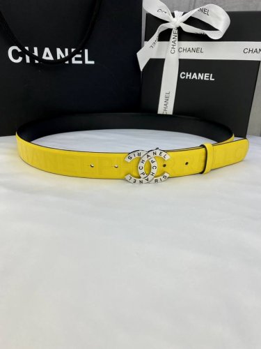 Width 3.0 Cm Chanel Imported Soft Calfskin Leather With Gold And Silver Patterne