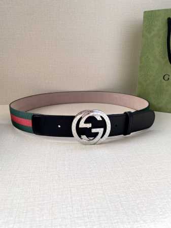 Width 3.8Cm Gucci Classic Canvas Webbing Belt With Frosted Bottom, Top Layer Wil - Click Image to Close