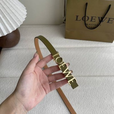 Loewe New Smooth Calf Leather Belt With Metal Loewe Logo, 1.5 Cm Wide, Five-Hole