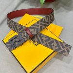 Fendi Authentic Store Version, 4.0 Cm Wide, Double-Ring Reversible Waistband Wit
