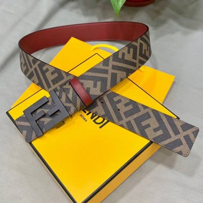 Fendi Authentic Store Version, 4.0 Cm Wide, Double-Ring Reversible Waistband Wit