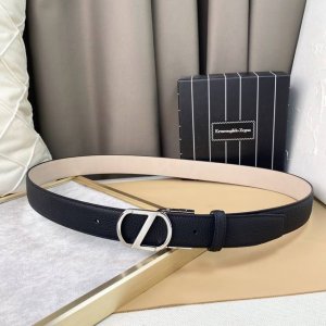 Zegna, Top-Grain Leather, 3.5 Cm Wide, Official Website, Pure Copper Metal Logo,