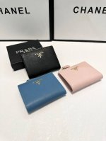 Color black powder blue size 11X10 Prada fashion wallet, high-quality cross-gra