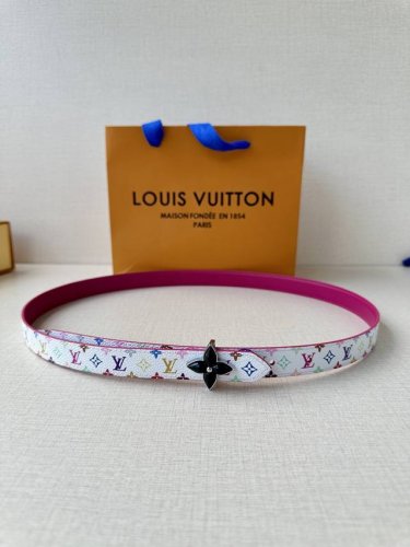 2.0 Wide Lv Mini Flowergram double-sided belt is made of Monogram canvas and sti