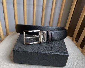 Prada Men's Belt with Double-Sided Cross-Grain Calfskin, Same Style as in Prada