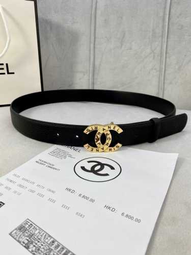 Width 3.0Cm Chanel Litchi Grain Cowhide Gold And Silver Pattern Metal Steel Buck