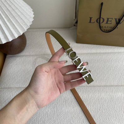 Troewe New Smooth Cowhide Leather Belt, Decorated With Metal Loewe Logo, 1.5Cm W