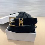 Celine Teen Triomphe smooth cowhide leather belt Fluorescent white slim version,