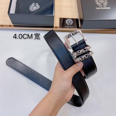 Authentic Chrome Hearts leather belt, silver-plated S925, classic Chrome Hearts