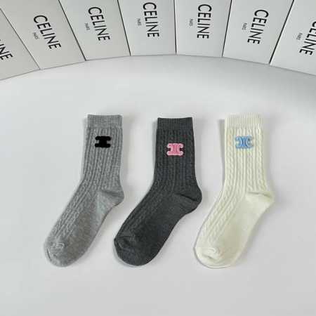 Special Packaging Celine New Classic Mid-Length Socks with Accessories! Three pa - Click Image to Close