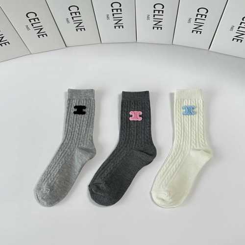 Special Packaging Celine New Classic Mid-Length Socks with Accessories! Three pa