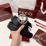 Gucci Men's Belt 4.0cm wide New interlocking double G buckle belt made with heat