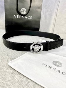 Width: 4.0 Cm Versace Omnia Pattern Belt Adorned With The Iconic Versace Medusa